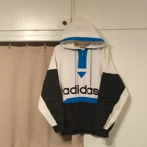 Vintage Adidas Hooded Cotton/Nylon Pullover Jacket